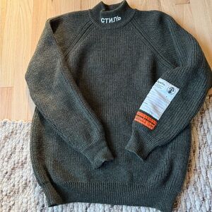 Heron Preston Dark Olive Turtleneck Sweater